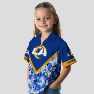 Blue Floral Chevron Hawaiian Shirt, Los Angeles Rams Custom NFL Shirt for Beach