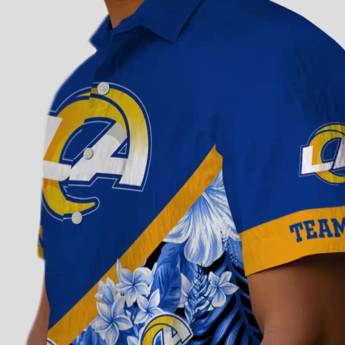Blue Floral Chevron Hawaiian Shirt, Los Angeles Rams Custom NFL Shirt for Beach