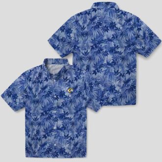 Blue Leafy Pattern Los Angeles Rams Hawaiian Shirt, NFL Beach Shirt for Summer