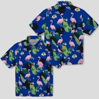 Blue Los Angeles Rams Flamingo Leaf Hawaiian Shirt, NFL Aloha Shirt for Men & Women