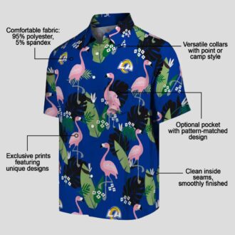 Blue Los Angeles Rams Flamingo Leaf Hawaiian Shirt, NFL Aloha Shirt for Men & Women