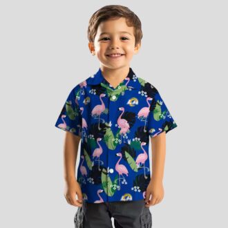 Blue Los Angeles Rams Flamingo Leaf Hawaiian Shirt, NFL Aloha Shirt for Men & Women
