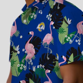 Blue Los Angeles Rams Flamingo Leaf Hawaiian Shirt, NFL Aloha Shirt for Men & Women