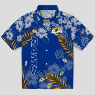 Blue Los Angeles Rams Hibiscus Hawaiian Shirt, Tropical Beach Style Aloha Shirt for Fans