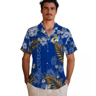 Blue Los Angeles Rams Hibiscus Hawaiian Shirt, Tropical Beach Style Aloha Shirt for Fans