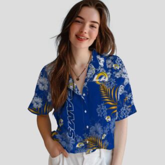 Blue Los Angeles Rams Hibiscus Hawaiian Shirt, Tropical Beach Style Aloha Shirt for Fans