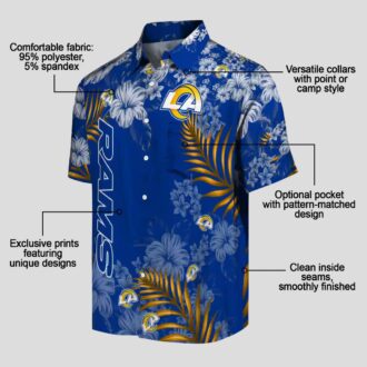 Blue Los Angeles Rams Hibiscus Hawaiian Shirt, Tropical Beach Style Aloha Shirt for Fans