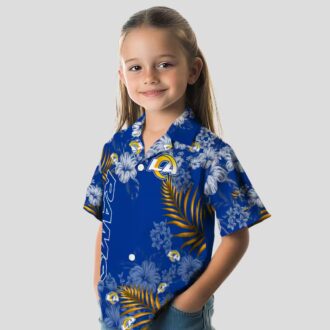 Blue Los Angeles Rams Hibiscus Hawaiian Shirt, Tropical Beach Style Aloha Shirt for Fans