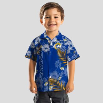 Blue Los Angeles Rams Hibiscus Hawaiian Shirt, Tropical Beach Style Aloha Shirt for Fans