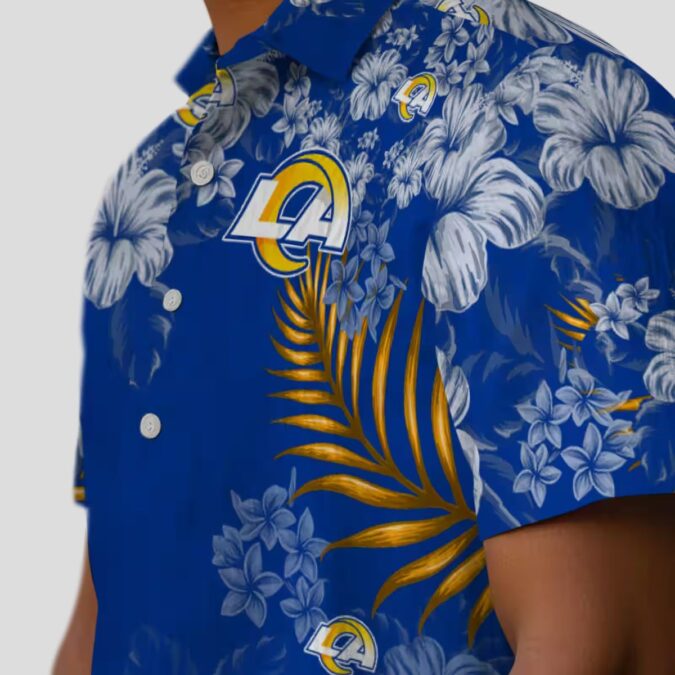 Blue Los Angeles Rams Hibiscus Hawaiian Shirt, Tropical Beach Style Aloha Shirt for Fans