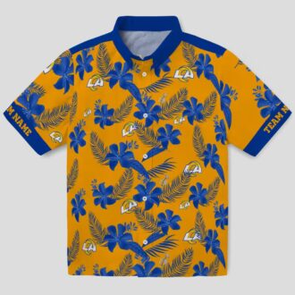 Custom Los Angeles Rams Hawaiian Shirt, Orange Botanical Floral Design for NFL Fans & Summer