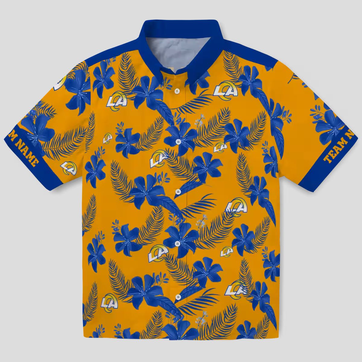 Custom Los Angeles Rams Hawaiian Shirt, Orange Botanical Floral Design for NFL Fans & Summer