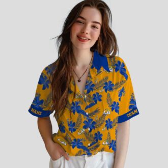 Custom Los Angeles Rams Hawaiian Shirt, Orange Botanical Floral Design for NFL Fans & Summer