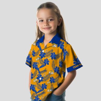 Custom Los Angeles Rams Hawaiian Shirt, Orange Botanical Floral Design for NFL Fans & Summer