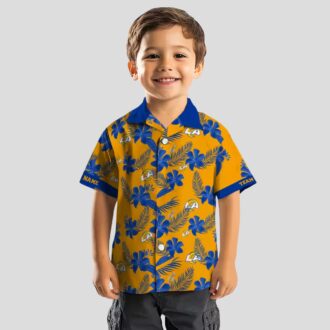 Custom Los Angeles Rams Hawaiian Shirt, Orange Botanical Floral Design for NFL Fans & Summer