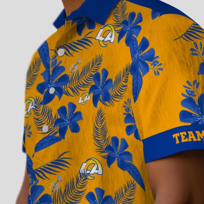 Custom Los Angeles Rams Hawaiian Shirt, Orange Botanical Floral Design for NFL Fans & Summer