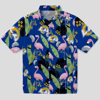 Flamingo Leaves Los Angeles Rams Hawaiian Shirt, Perfect Tropical Button Up for NFL Fans