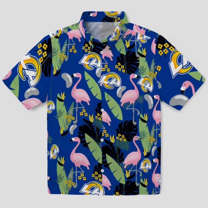Flamingo Leaves Los Angeles Rams Hawaiian Shirt, Perfect Tropical Button Up for NFL Fans
