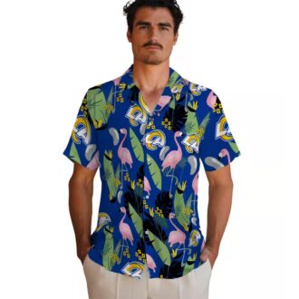 Flamingo Leaves Los Angeles Rams Hawaiian Shirt, Perfect Tropical Button Up for NFL Fans