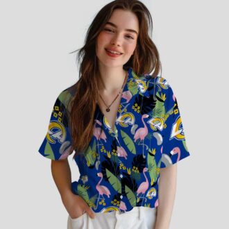 Flamingo Leaves Los Angeles Rams Hawaiian Shirt, Perfect Tropical Button Up for NFL Fans