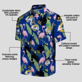Flamingo Leaves Los Angeles Rams Hawaiian Shirt, Perfect Tropical Button Up for NFL Fans