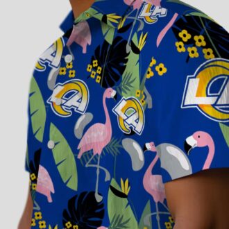 Flamingo Leaves Los Angeles Rams Hawaiian Shirt, Perfect Tropical Button Up for NFL Fans