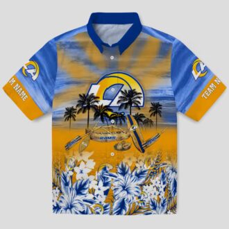 Los Angeles Rams Custom Hawaiian Shirt, Tropical Canoe Blue Beach Shirt for Summer Vacation