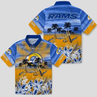 Los Angeles Rams Custom Hawaiian Shirt, Tropical Canoe Blue Beach Shirt for Summer Vacation