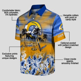 Los Angeles Rams Custom Hawaiian Shirt, Tropical Canoe Blue Beach Shirt for Summer Vacation