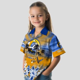 Los Angeles Rams Custom Hawaiian Shirt, Tropical Canoe Blue Beach Shirt for Summer Vacation