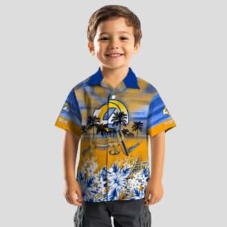 Los Angeles Rams Custom Hawaiian Shirt, Tropical Canoe Blue Beach Shirt for Summer Vacation