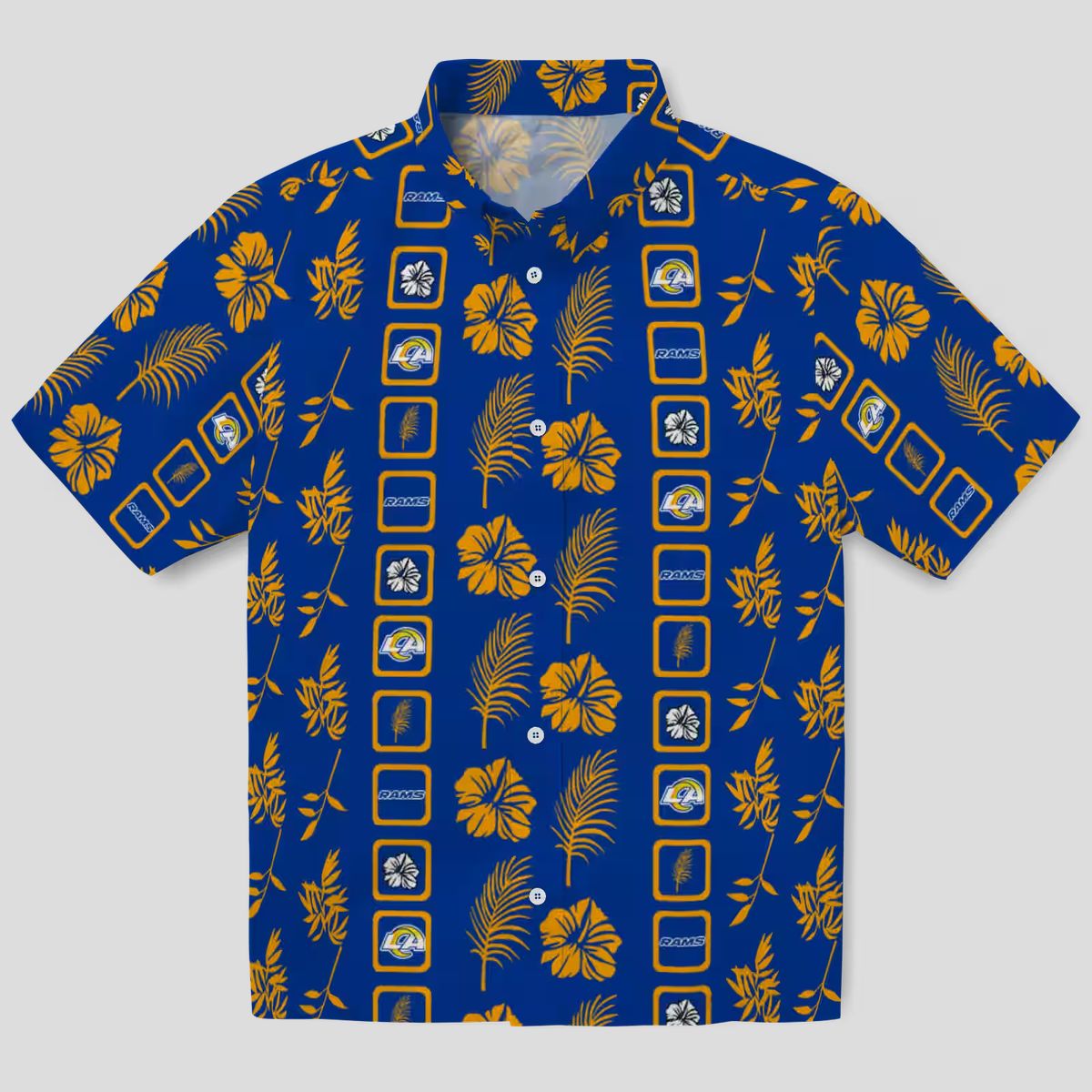 Los Angeles Rams Floral Hawaiian Shirt, Tropical Blue Beach Shirt with NFL Logo
