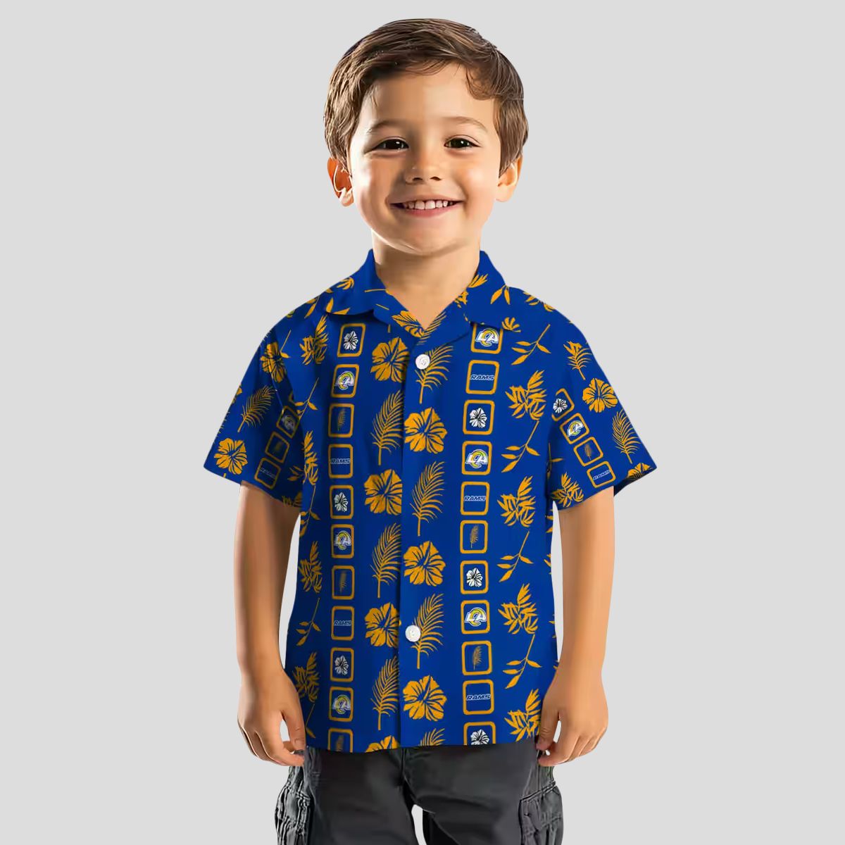 Los Angeles Rams Floral Hawaiian Shirt, Tropical Blue Beach Shirt with NFL Logo
