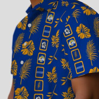 Los Angeles Rams Floral Hawaiian Shirt, Tropical Blue Beach Shirt with NFL Logo