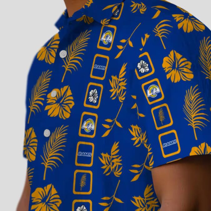 Los Angeles Rams Floral Hawaiian Shirt, Tropical Blue Beach Shirt with NFL Logo