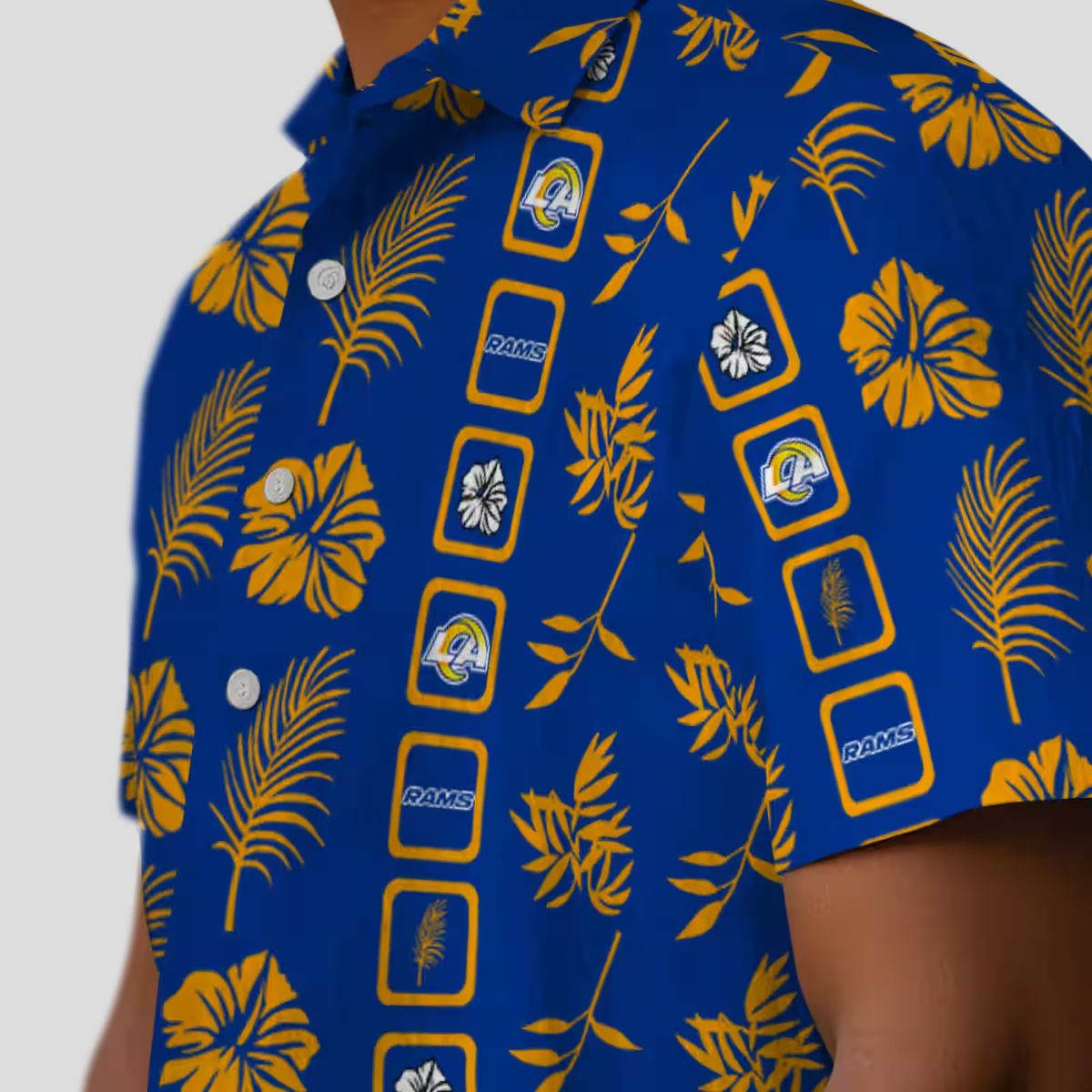 Los Angeles Rams Floral Hawaiian Shirt, Tropical Blue Beach Shirt with NFL Logo