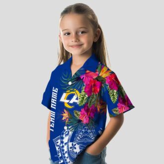 Los Angeles Rams Floral Polynesian Shirt, NFL Team Aloha Blue Hawaiian Shirt for Men