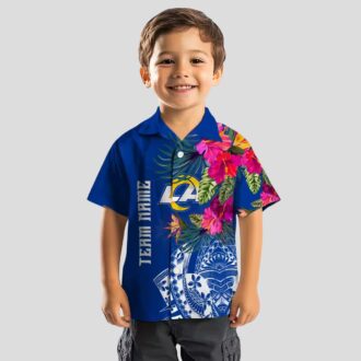 Los Angeles Rams Floral Polynesian Shirt, NFL Team Aloha Blue Hawaiian Shirt for Men