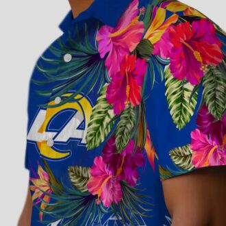 Los Angeles Rams Floral Polynesian Shirt, NFL Team Aloha Blue Hawaiian Shirt for Men