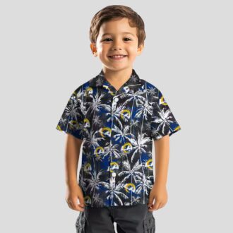 Los Angeles Rams Hawaiian Button Up Shirt, Blue Black Palm Pattern for NFL Fans