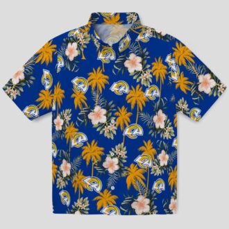 Los Angeles Rams Palm Trees Shirt, Blue White Hawaiian Shirt for Beach Vacation