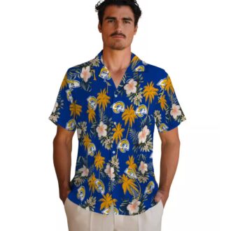 Los Angeles Rams Palm Trees Shirt, Blue White Hawaiian Shirt for Beach Vacation