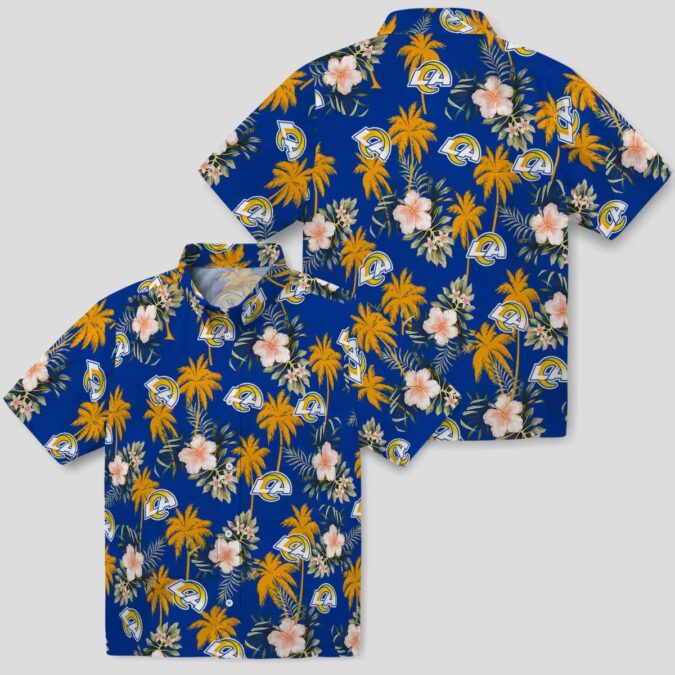 Los Angeles Rams Palm Trees Shirt, Blue White Hawaiian Shirt for Beach Vacation