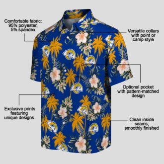 Los Angeles Rams Palm Trees Shirt, Blue White Hawaiian Shirt for Beach Vacation