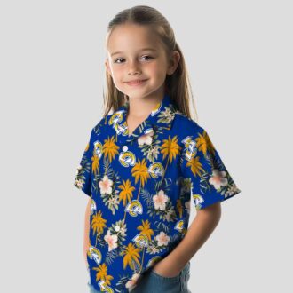 Los Angeles Rams Palm Trees Shirt, Blue White Hawaiian Shirt for Beach Vacation