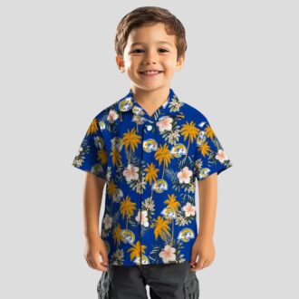 Los Angeles Rams Palm Trees Shirt, Blue White Hawaiian Shirt for Beach Vacation