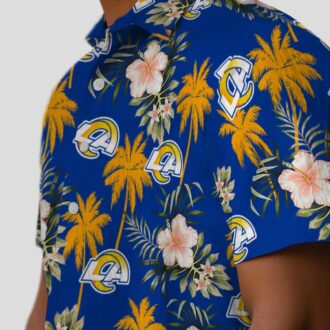 Los Angeles Rams Palm Trees Shirt, Blue White Hawaiian Shirt for Beach Vacation