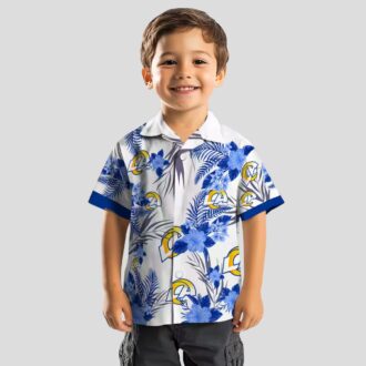Los Angeles Rams Patriotic Hibiscus Design Blue White Hawaiian Shirt