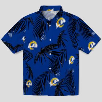 Los Angeles Rams Tropical Palm Leaf Blue Hawaiian Shirt, NFL Beach Shirt for Men