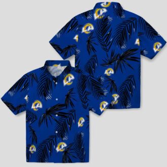 Los Angeles Rams Tropical Palm Leaf Blue Hawaiian Shirt, NFL Beach Shirt for Men